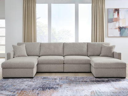 Auburndale Furniture Outlet - Ashley Furniture - ModMax Luxe Sectional - RAF 4-Piece Double Chaise Sectional / Flint - 68605S16