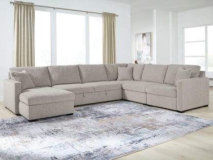 Auburndale Furniture Outlet - Ashley Furniture - ModMax Luxe Sectional - RAF 5-Piece Sectional with Chaise and Pop Up Sleeper / Flint - 68605S97