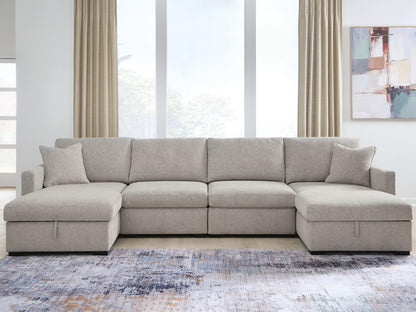 Auburndale Furniture Outlet - Ashley Furniture - ModMax Luxe Sectional - RAF 4-Piece Double Storage Chaise Sectional / Flint - 68605S62
