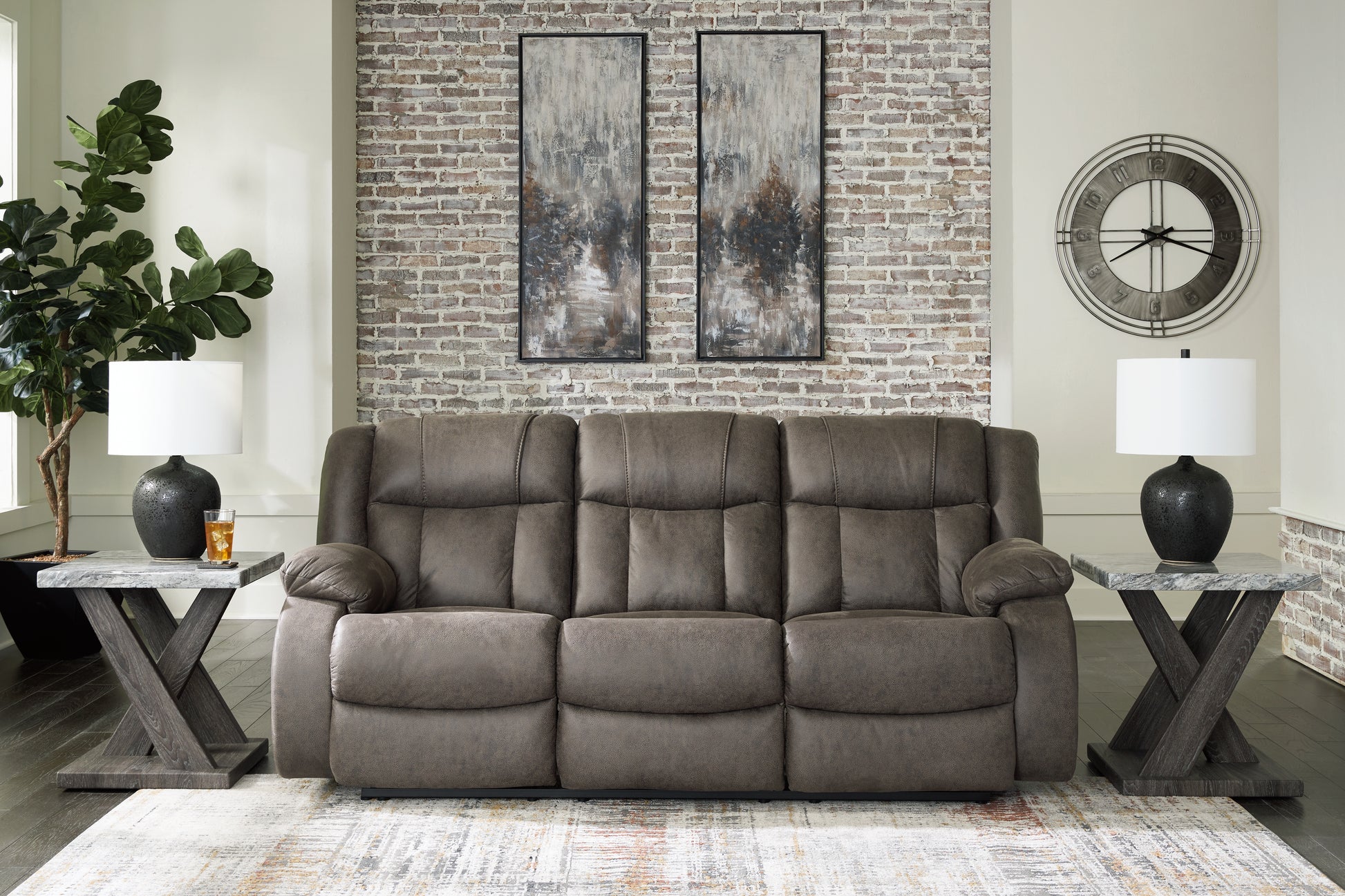 Auburndale Furniture Outlet - Ashley Furniture - First Base Living Room - Reclining Loveseat / Gunmetal - 6880486