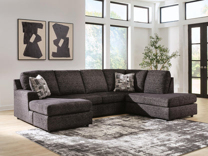 Auburndale Furniture Outlet - Ashley Furniture - Lentiz Sectional - LAF 2-Piece Sectional with Chaise / Onyx - PC73404S2