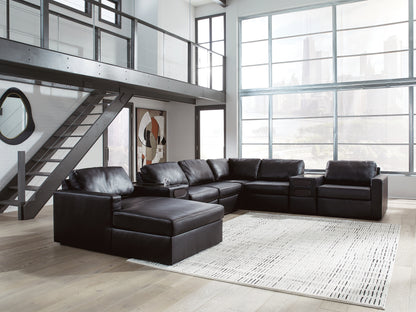 Auburndale Furniture Outlet - Ashley Furniture - ModMax II Sectional - RAF 8-Piece Sectional with Chaise and Audio Consoles / Black - 74305S47