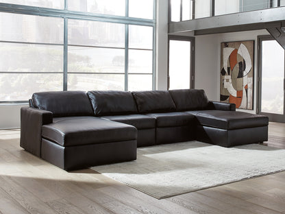 Auburndale Furniture Outlet - Ashley Furniture - ModMax II Sectional - RAF 4-Piece Double Chaise Sectional / Black - 74305S19
