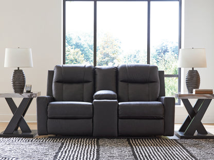 Auburndale Furniture Outlet - Ashley Furniture - Mackmenville Living Room - DBL Rec Loveseat w/Console / Carbon - 7471394