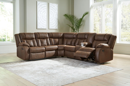 Auburndale Furniture Outlet - Ashley Furniture - Trail Boys Sectional - 2-Piece Reclining Sectional / Walnut - 82703S1