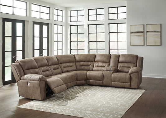 Auburndale Furniture Outlet - Ashley Furniture - Ravenel Sectional - 4-Piece Power Reclining Sectional / Fossil - 83106S4