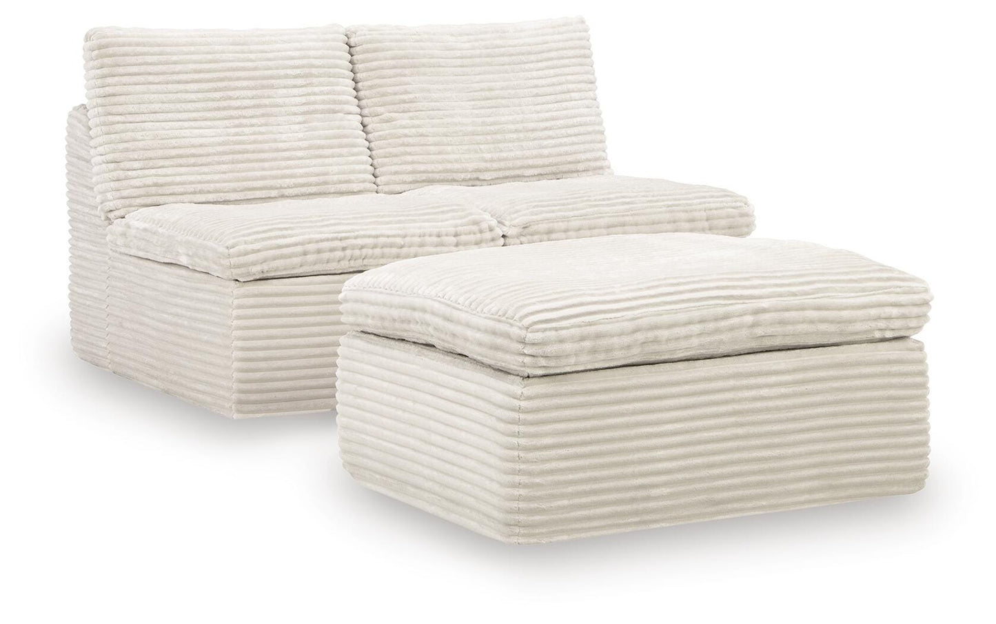 Auburndale Furniture Outlet - Ashley Furniture - Fannin Sectional - 2 Armless Chairs w/Otto (3/CN) / Ivory - PC8430431