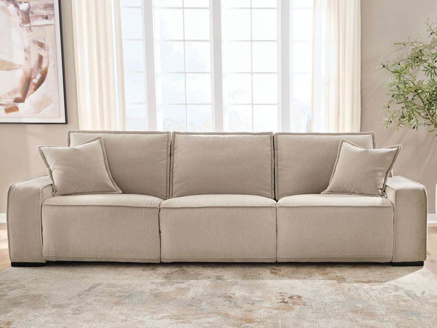 Auburndale Furniture Outlet - Ashley Furniture - Carceri Sectional - 3-Piece Power Sectional Reclining Sofa / Cashmere - 87003S3