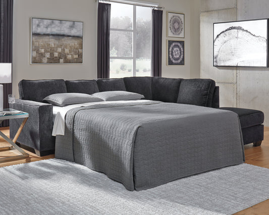Auburndale Furniture Outlet - Ashley Furniture - Altari Sectional - RAF 2-Piece Sleeper Sectional with Chaise / Slate - 87213S4