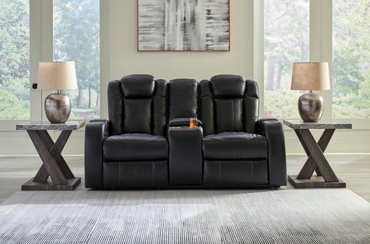 Auburndale Furniture Outlet - Ashley Furniture - Caveman Den Living Room - PWR REC Loveseat/CON/ADJ HDRST / Midnight - 9070318