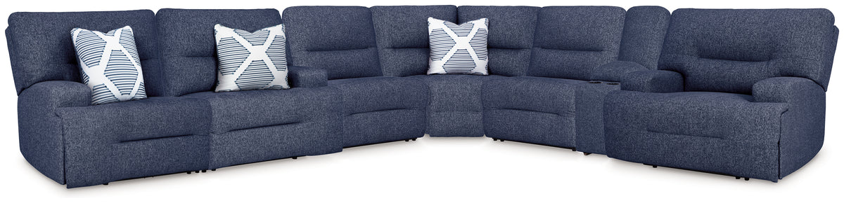 Auburndale Furniture Outlet - Ashley Furniture - Acklen Place Sectional - 7-Piece Power Reclining Sectional / Navy - 93607S8