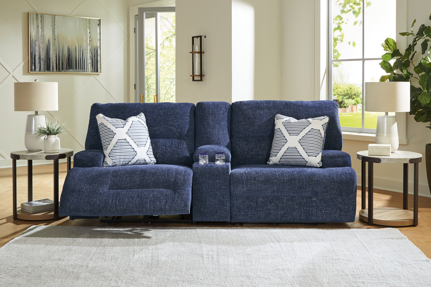 Auburndale Furniture Outlet - Ashley Furniture - Acklen Place Sectional - 3-Piece Sectional / Navy - 93607S10