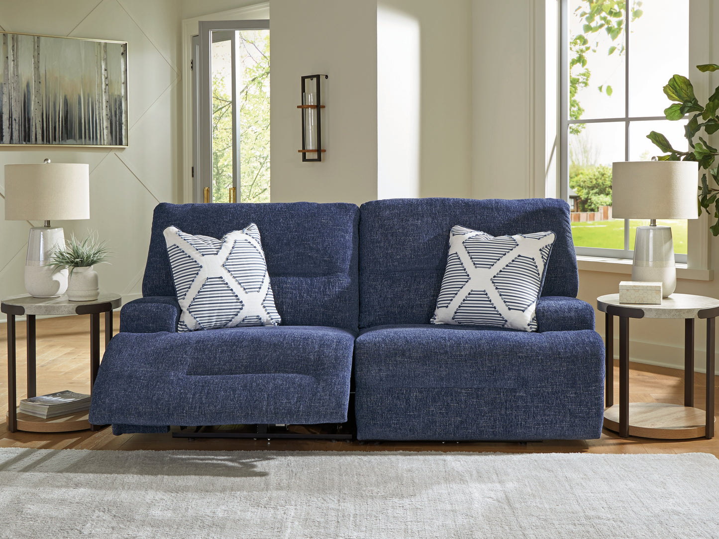 Auburndale Furniture Outlet - Ashley Furniture - Acklen Place Sectional - 2-Piece Power Reclining Sectional / Navy - 93607S16