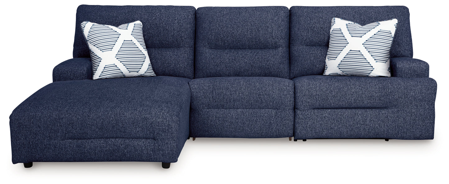 Auburndale Furniture Outlet - Ashley Furniture - Acklen Place Sectional - 3-Piece Power Reclining Sectional / Navy - 93607S7