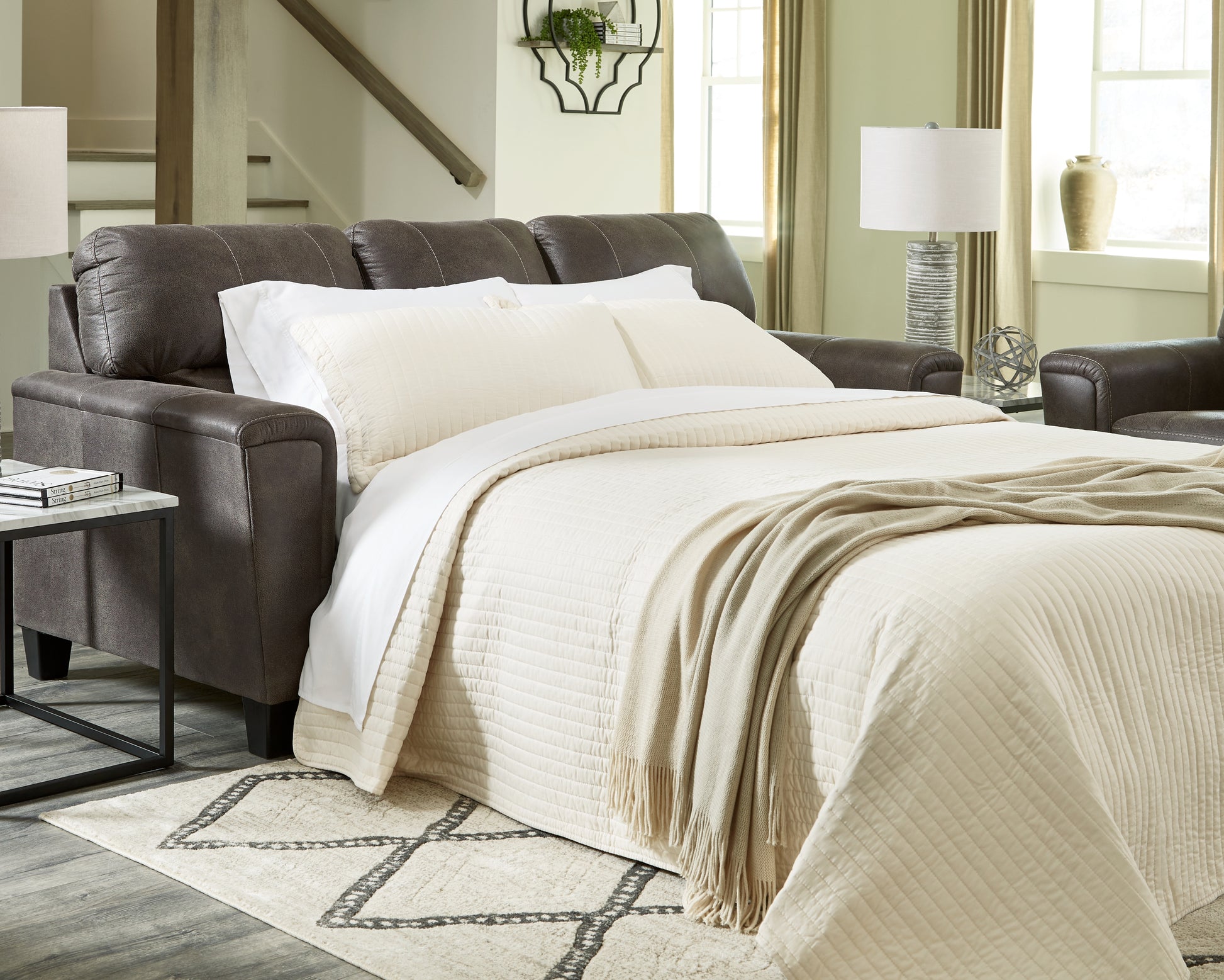 Auburndale Furniture Outlet - Ashley Furniture - Navi Living Room - Queen Sofa Sleeper / Fossil - 9400439