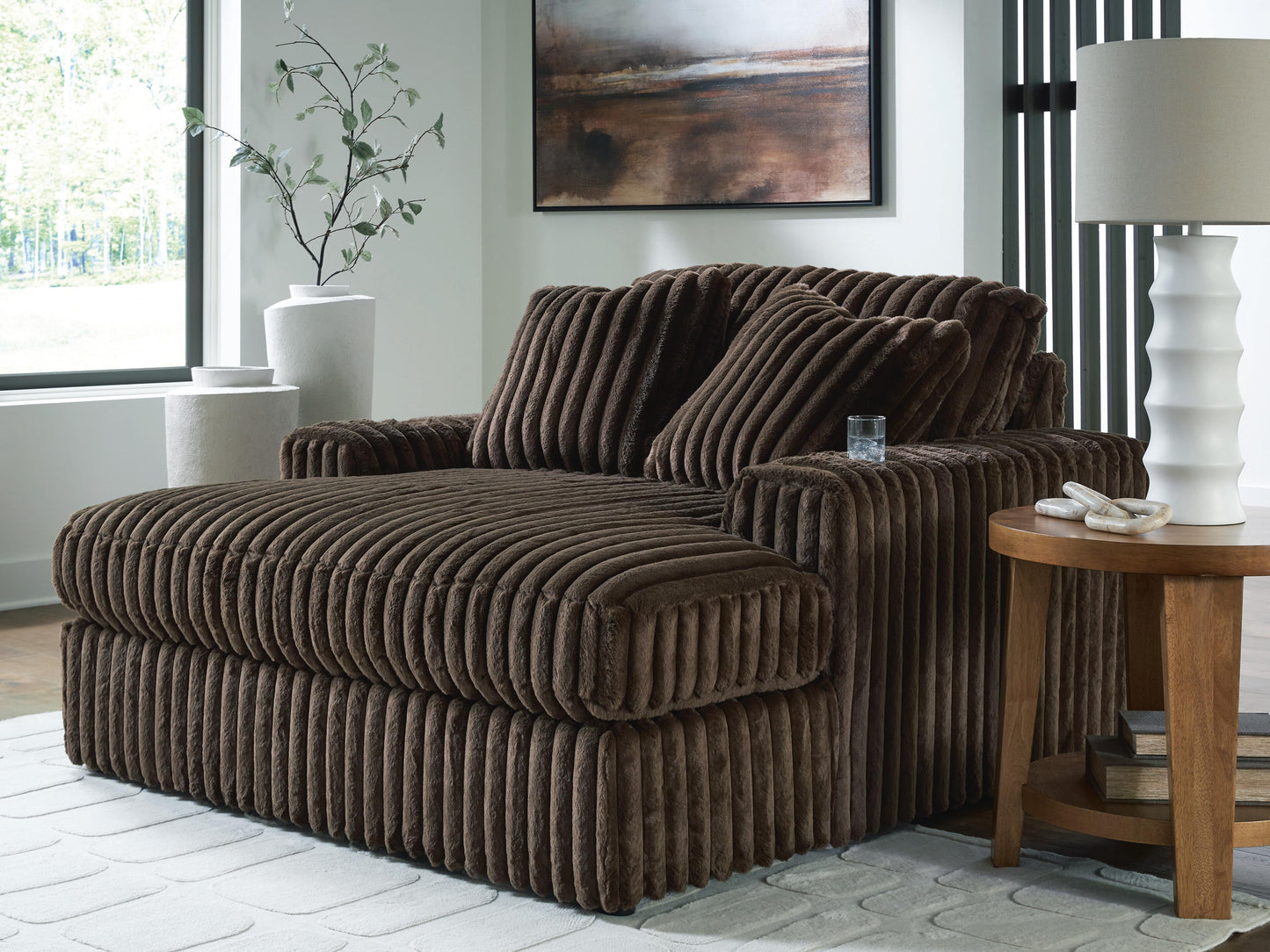 Auburndale Furniture Outlet - Ashley Furniture - Midnight-Madness Living Room - Oversized Chaise / Chocolate - 9810415