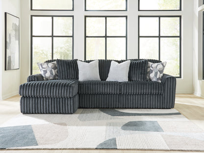 Auburndale Furniture Outlet - Ashley Furniture - Midnight-Madness Sectional - RAF 2-Piece Sectional Sofa Chaise / Gunmetal - 98105S4
