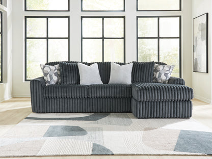 Auburndale Furniture Outlet - Ashley Furniture - Midnight-Madness Sectional - LAF 2-Piece Sectional Sofa Chaise / Gunmetal - 98105S3