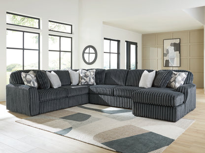 Auburndale Furniture Outlet - Ashley Furniture - Midnight-Madness Sectional - LAF 4-Piece Sectional with Chaise / Gunmetal - 98105S2