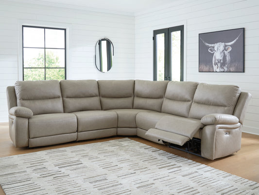 Auburndale Furniture Outlet - Ashley Furniture - Narwhal Place Sectional - 6-Piece Reclining Sectional with Storage Console / Pebble - PC99201S36