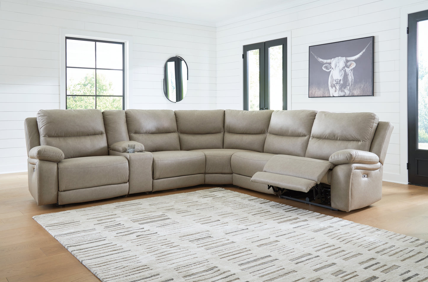 Auburndale Furniture Outlet - Ashley Furniture - Narwhal Place Sectional - 6-Piece Power Reclining Sectional / Pebble - PC99201S10