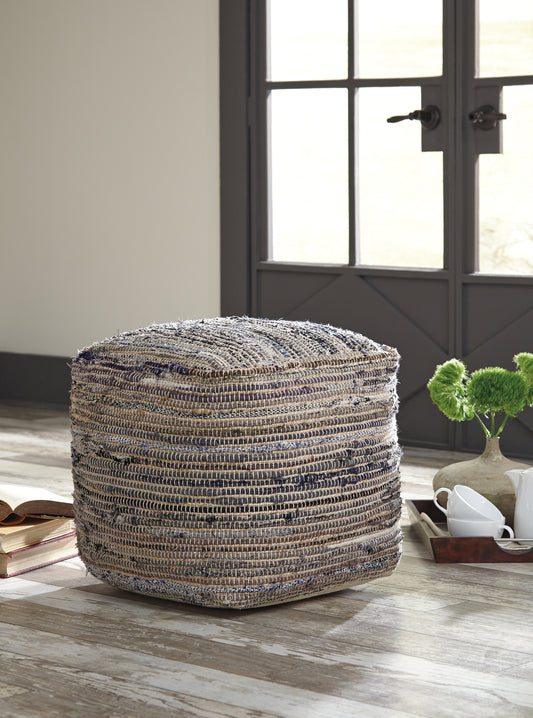 Auburndale Furniture Outlet - Ashley Furniture - Absalom Pouf - Pouf / Denim - A1000550