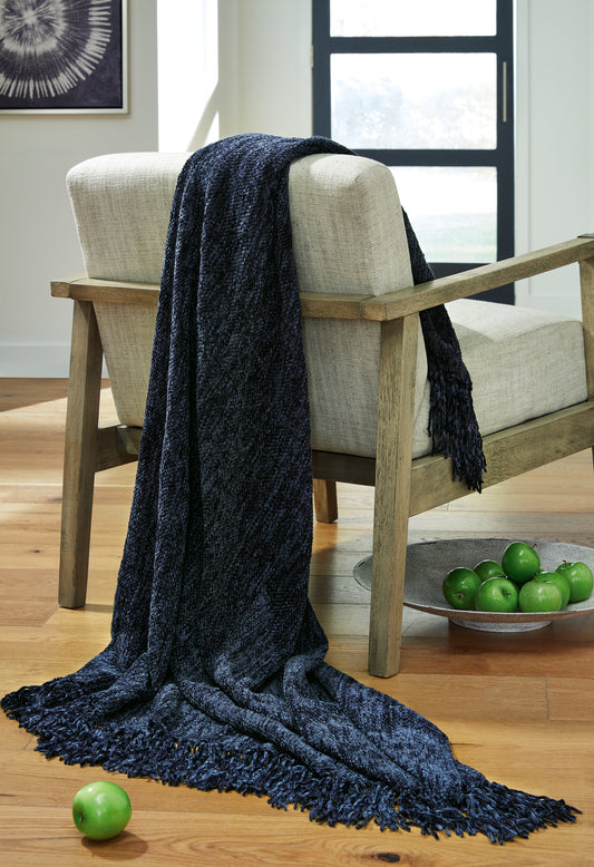 Auburndale Furniture Outlet - Ashley Furniture - Tamish Throw (Set of 3) - Throw (3/CS) / Blue - A1001022