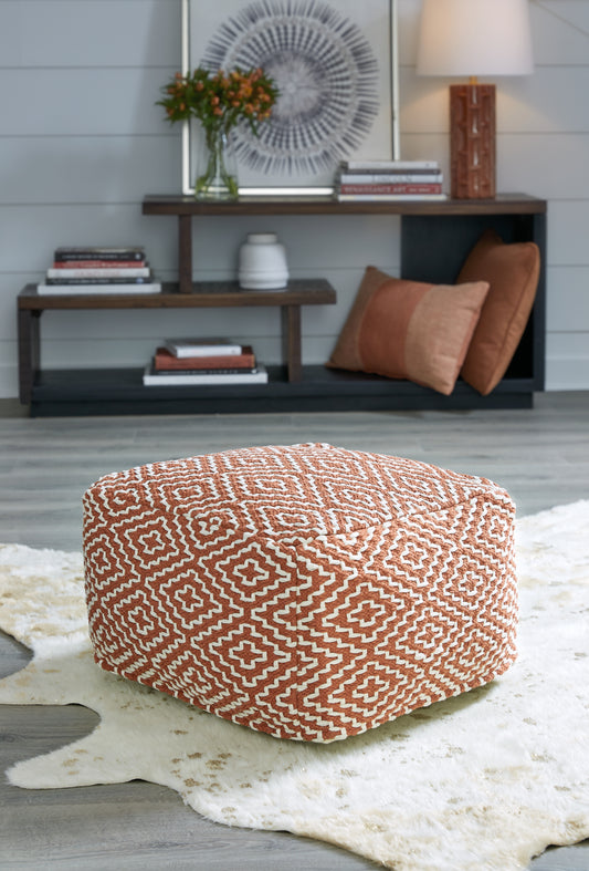 Auburndale Furniture Outlet - Ashley Furniture - Brynnsen Pouf - Pouf / Teal/Ivory - A1001055