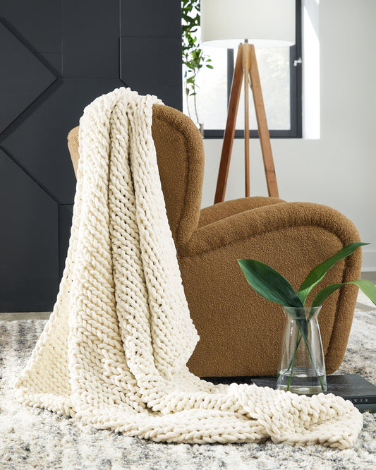 Auburndale Furniture Outlet - Ashley Furniture - Chaddon Throw (Set of 3) - Throw (3/CS) / Ivory - A1001060