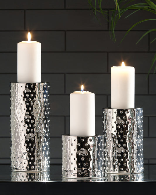 Auburndale Furniture Outlet - Ashley Furniture - Marisa Candle Holder - Candle Holder Set (3/CN) / Gold Finish - A2000461