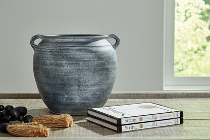 Auburndale Furniture Outlet - Ashley Furniture - Meadie Vase - Vase / Distressed Black - A2000791