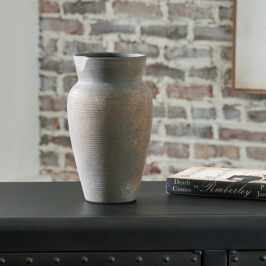 Auburndale Furniture Outlet - Ashley Furniture - Brickmen Vase - Vase / Antique Gray - A2000657