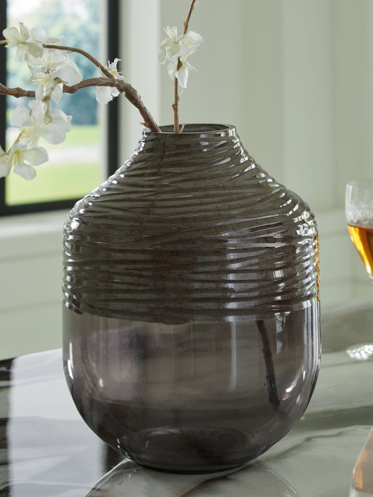Auburndale Furniture Outlet - Ashley Furniture - Harpwick Vase - Vase / Iridescent Gray - A2000726
