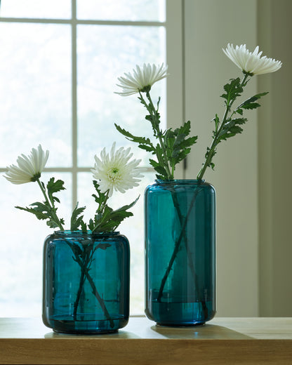 Auburndale Furniture Outlet - Ashley Furniture - Inisland Vase - Vase Set (Set of 2) / Teal - A2000797A1