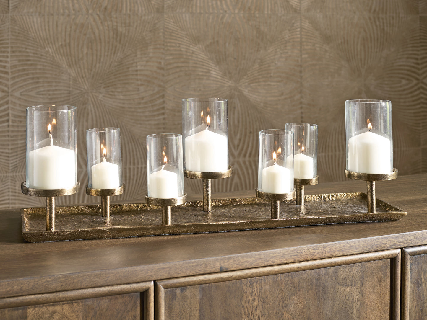 Auburndale Furniture Outlet - Ashley Furniture - Wallmond Candle Holder - Candle Holder / Antique Brass Finish - A2000820