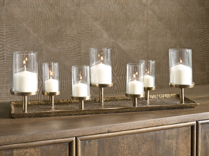 Auburndale Furniture Outlet - Ashley Furniture - Wallmond Candle Holder - Candle Holder / Antique Brass Finish - A2000820