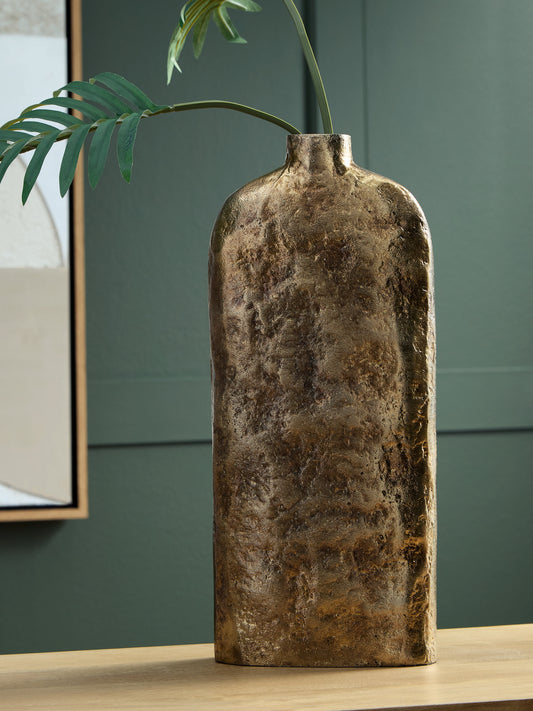 Auburndale Furniture Outlet - Ashley Furniture - Wallmond Vase - Vase / Antique Brass Finish - A2000821