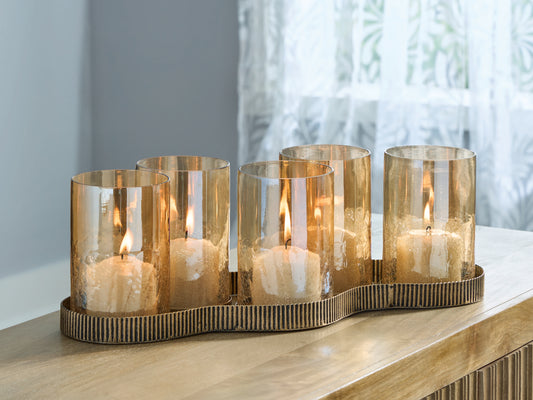 Auburndale Furniture Outlet - Ashley Furniture - Evereton Candle Holder - Candle Holder / Antique Gold Finish - A2000856