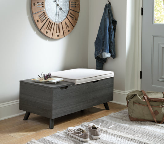 Auburndale Furniture Outlet - Ashley Furniture - Yarlow Storage Bench - Storage Bench / Linen/Gray / 39"W x 19"D x 17"H - A3000321