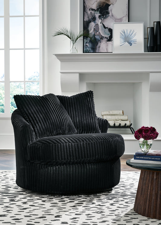 Auburndale Furniture Outlet - Ashley Furniture - Gramwell Swivel Accent Chair - Swivel Accent Chair / Onyx - A3000725
