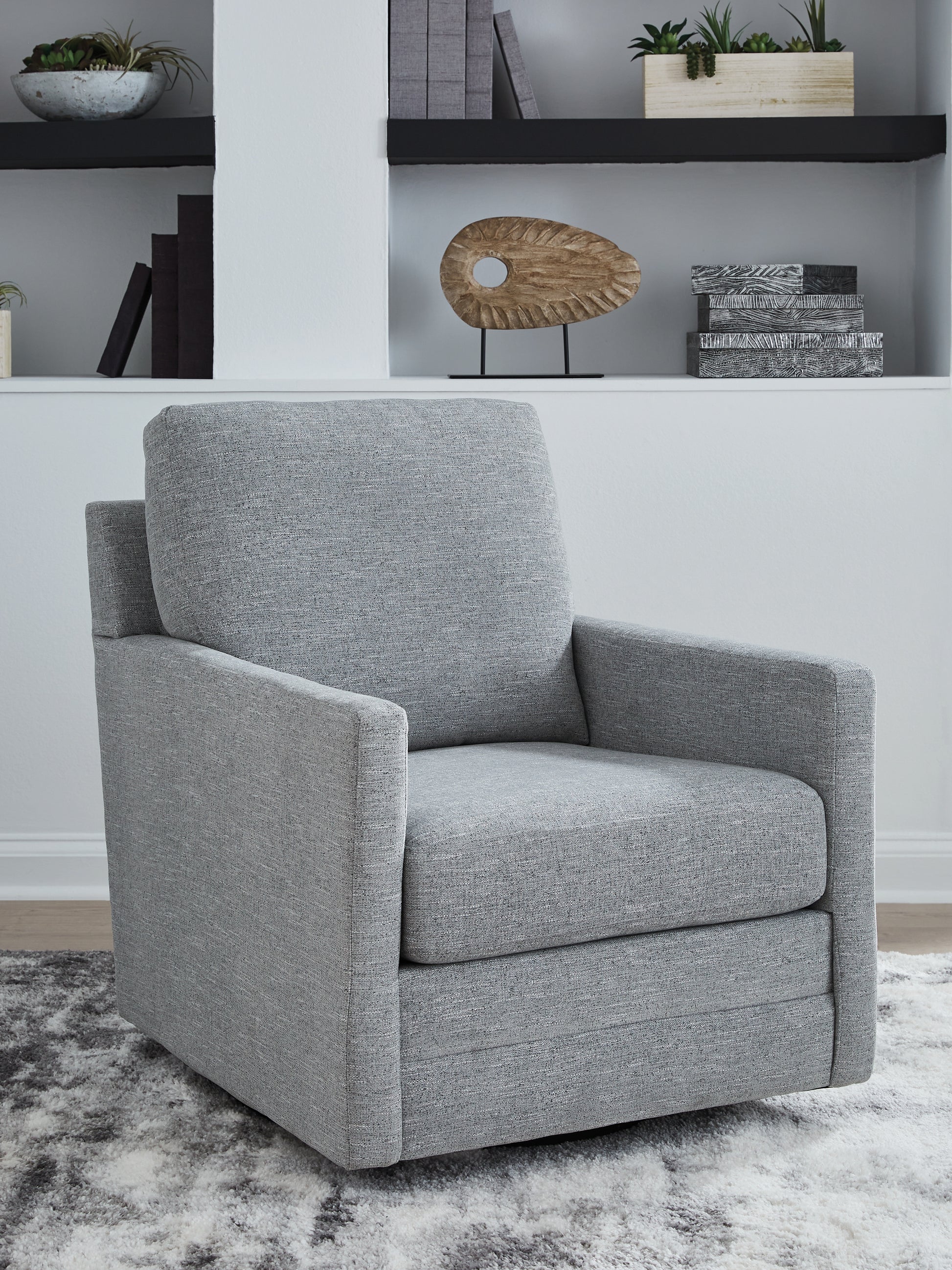 Auburndale Furniture Outlet - Ashley Furniture - Freybourne Next-Gen Nuvella Swivel Accent Chair - Swivel Accent Chair / Pewter - A3000737