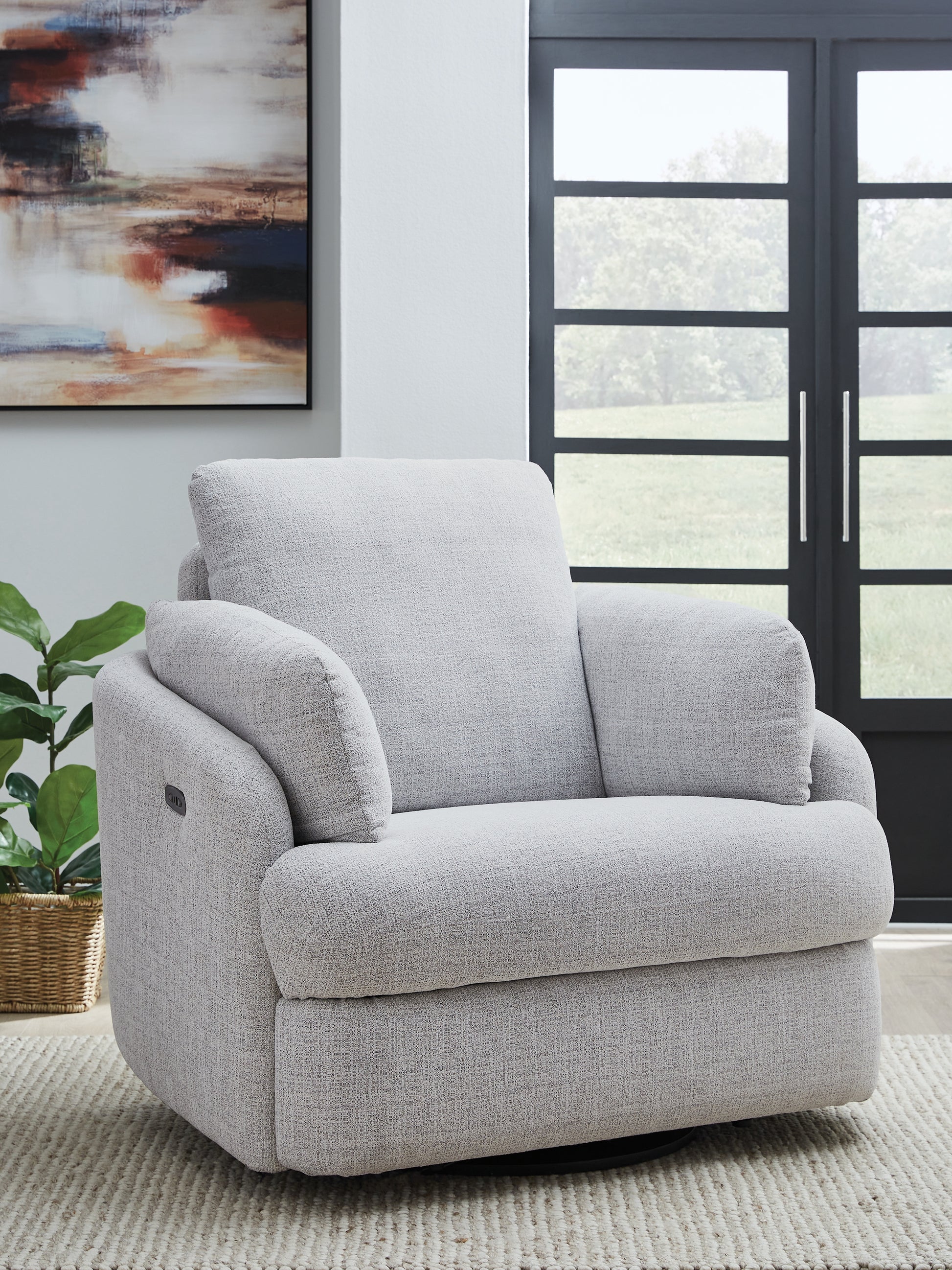 Auburndale Furniture Outlet - Ashley Furniture - Alainmont Next-Gen Nuvella Swivel Power Recliner - Swivel Power Recliner / Stone - A3000739