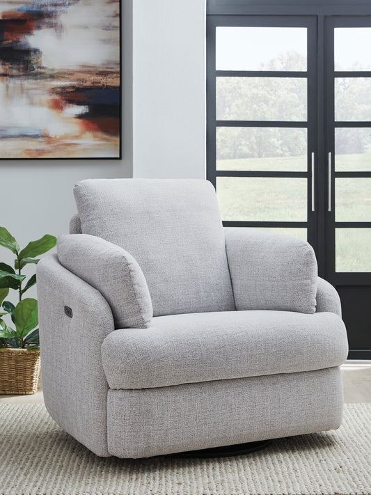 Auburndale Furniture Outlet - Ashley Furniture - Alainmont Next-Gen Nuvella Swivel Power Recliner - Swivel Power Recliner / Stone - A3000739