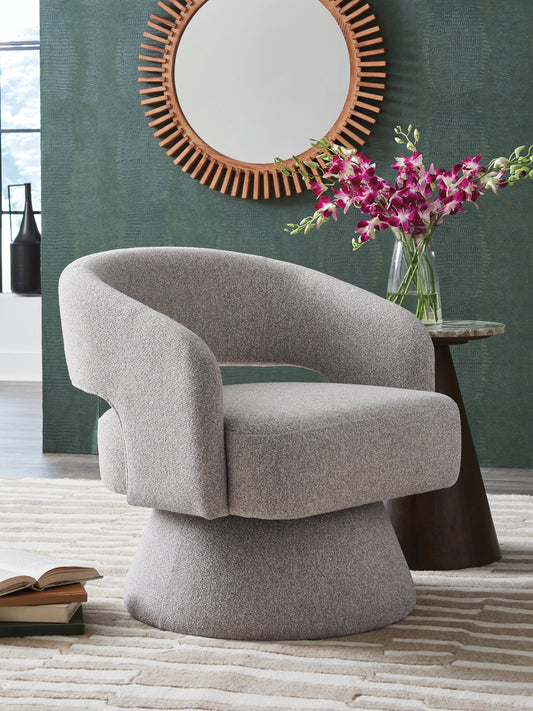 Auburndale Furniture Outlet - Ashley Furniture - Nashkins Swivel Accent Chair - Swivel Accent Chair / Pebble - A3000757