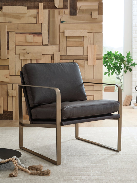 Auburndale Furniture Outlet - Ashley Furniture - Bradett Accent Chair - Accent Chair / Dark Brown/Gold Finish - A3000763