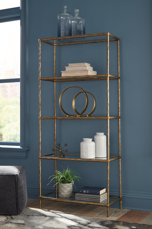 Auburndale Furniture Outlet - Ashley Furniture - Ryandale Bookcase - Bookcase / Antique Brass Finish - A4000441