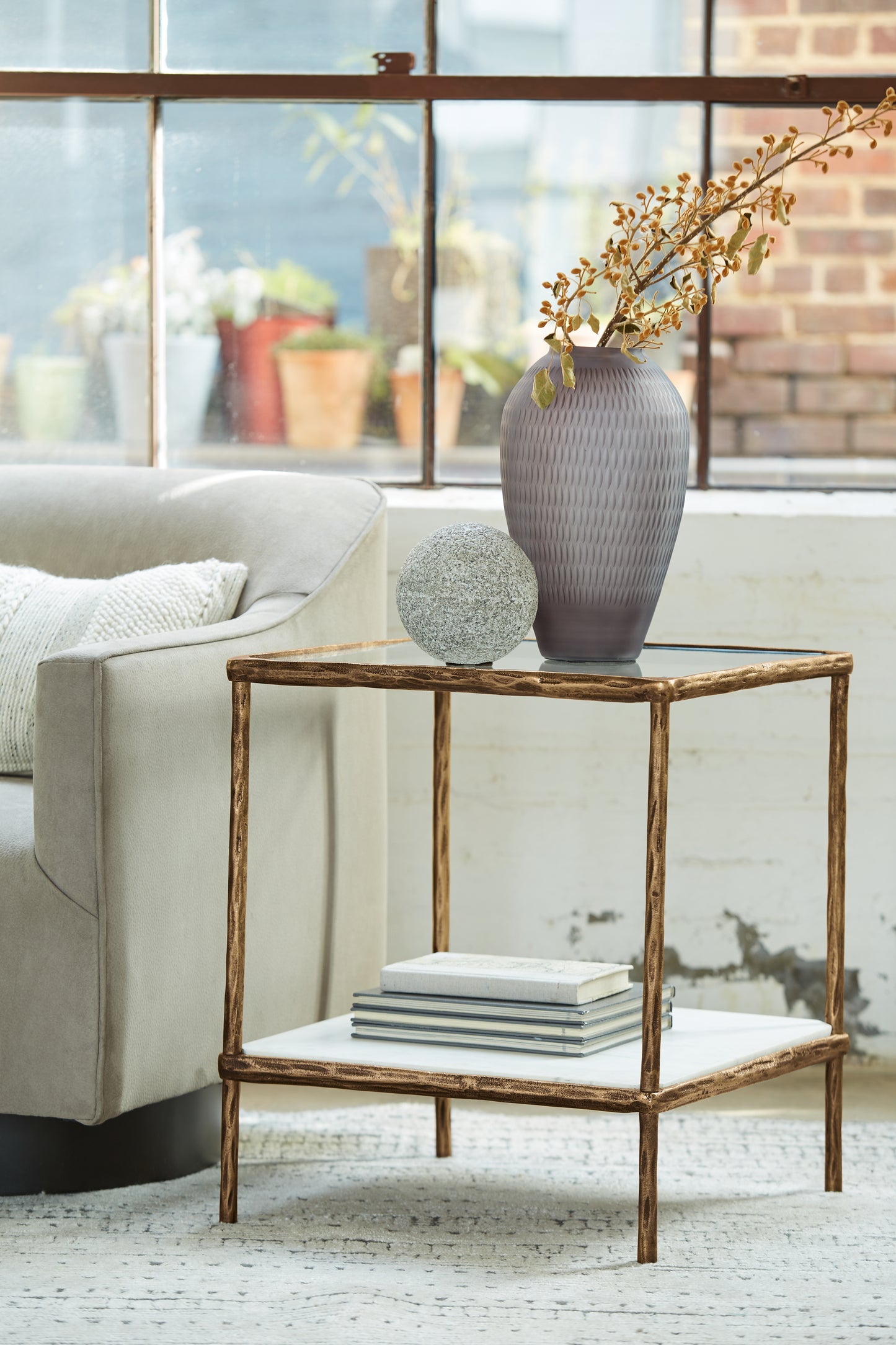 Auburndale Furniture Outlet - Ashley Furniture - Ryandale Accent Table - Accent Table / Antique Brass Finish - A4000442