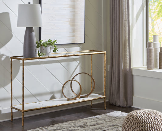 Auburndale Furniture Outlet - Ashley Furniture - Ryandale Console Sofa Table - Console Sofa Table / Antique Brass Finish - A4000443
