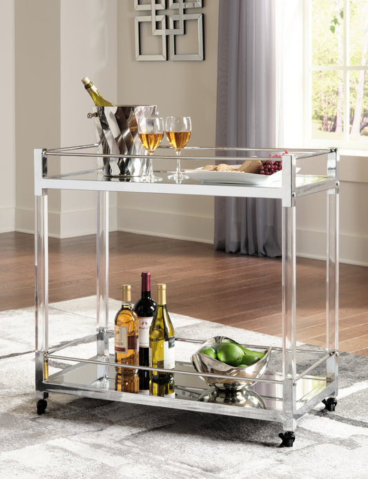 Auburndale Furniture Outlet - Ashley Furniture - Chaseton Bar Cart - Bar Cart / Clear/Silver Finish - A4000501