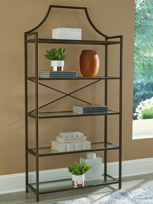 Auburndale Furniture Outlet - Ashley Furniture - Bernonly Bookcase - Bookcase / Antique Bronze Finish - A4000556